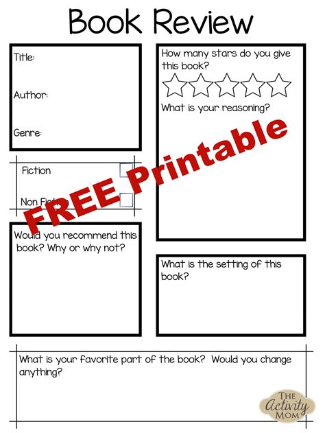 2nd grade book review template